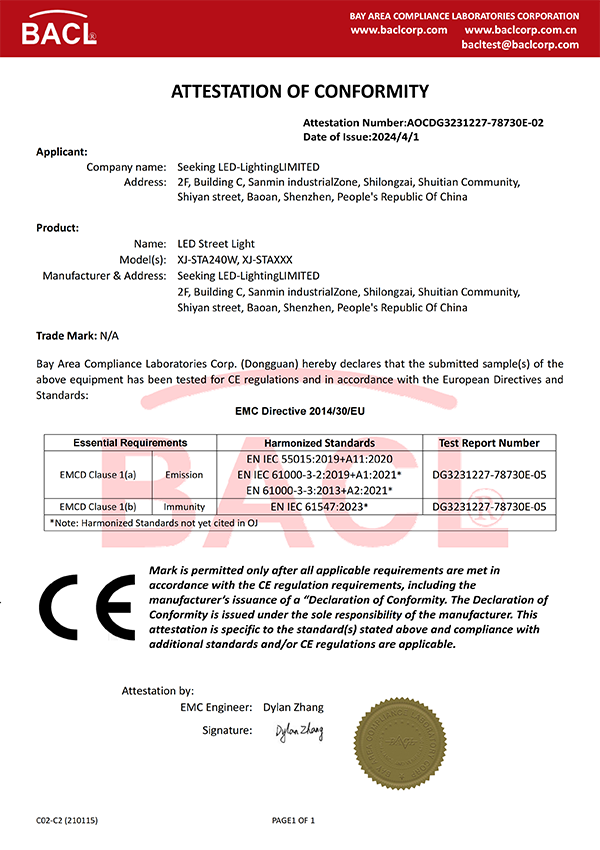 SEEKING LED-Lighting Products Certifications