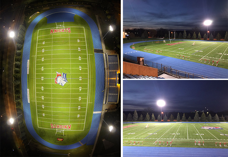 XJ-HBS240W High Bay Replaces 1000W MH Lamp in Football Field, USA