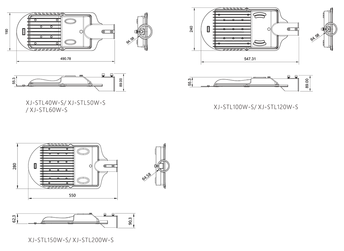 STL-S SERIES  LED Street Light Dimension